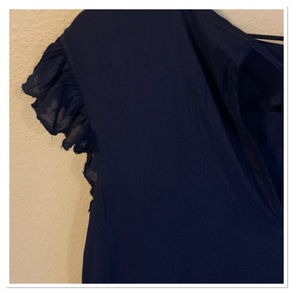 Aritzia Wilfred Sidonie Dress Tiered Babydoll Flutter Sleeve Blue Size XXS - Picture 6 of 9